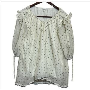 For Love and Lemons Eden Mini Dress Tunic Ruffles Heart Print Size Medium